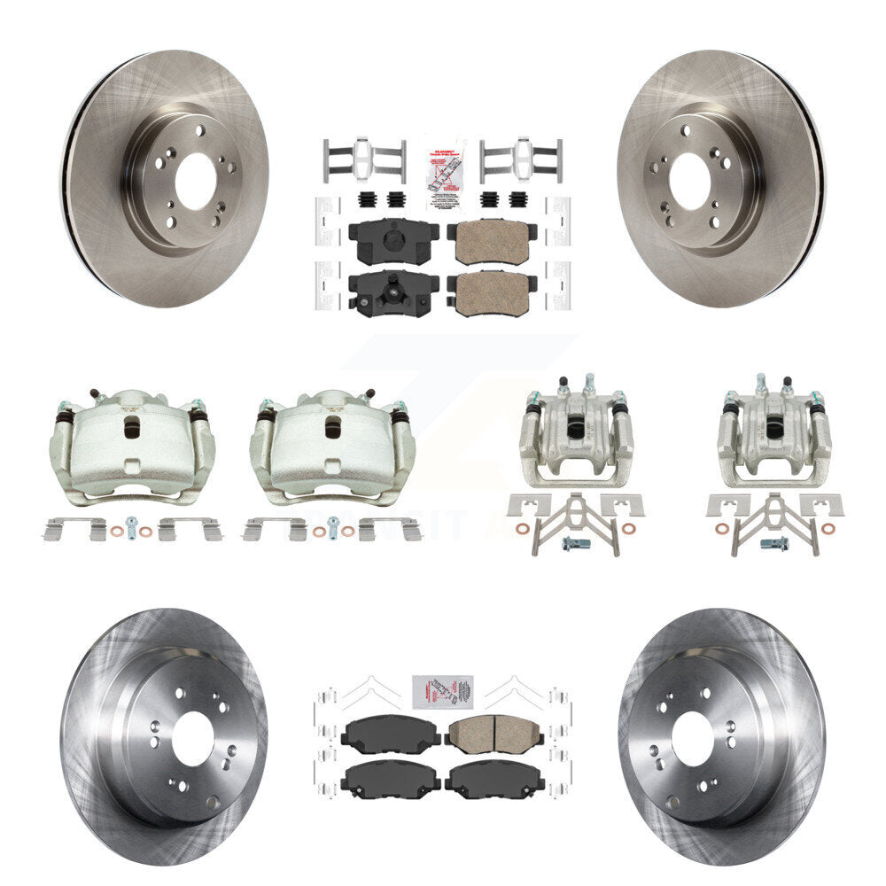 Front Rear Disc Brake Caliper Rotors And Ceramic Pad Kit (10Pc) For 2005-2006 Honda CR-V KC8-102837N