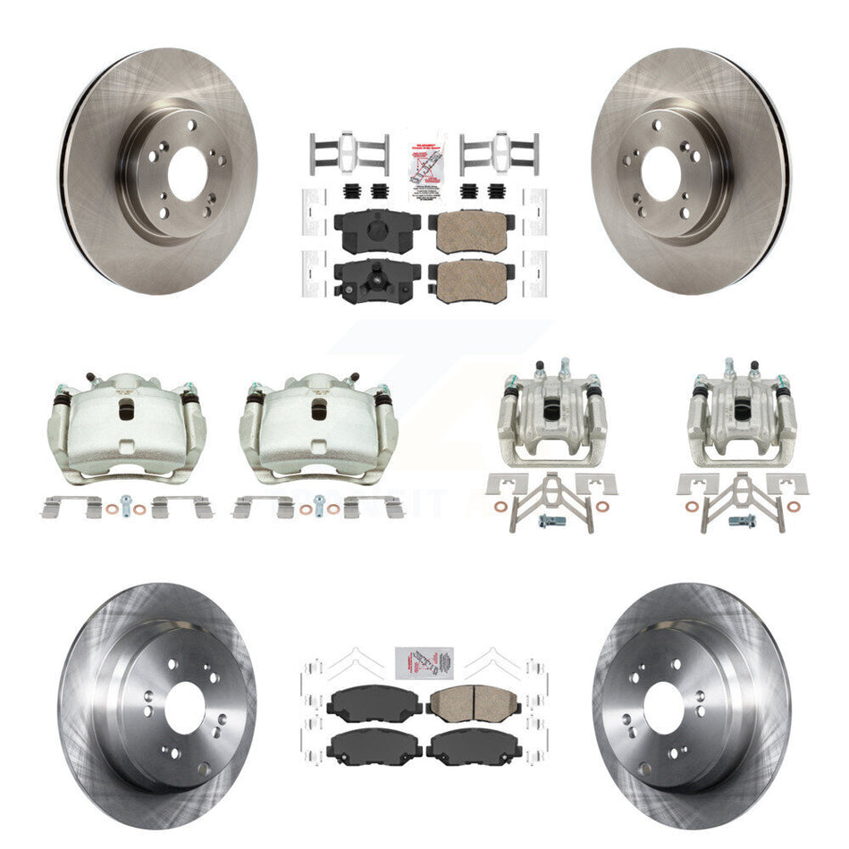Front Rear Disc Brake Caliper Rotors And Ceramic Pad Kit (10Pc) For 2005-2006 Honda CR-V KC8-102837N