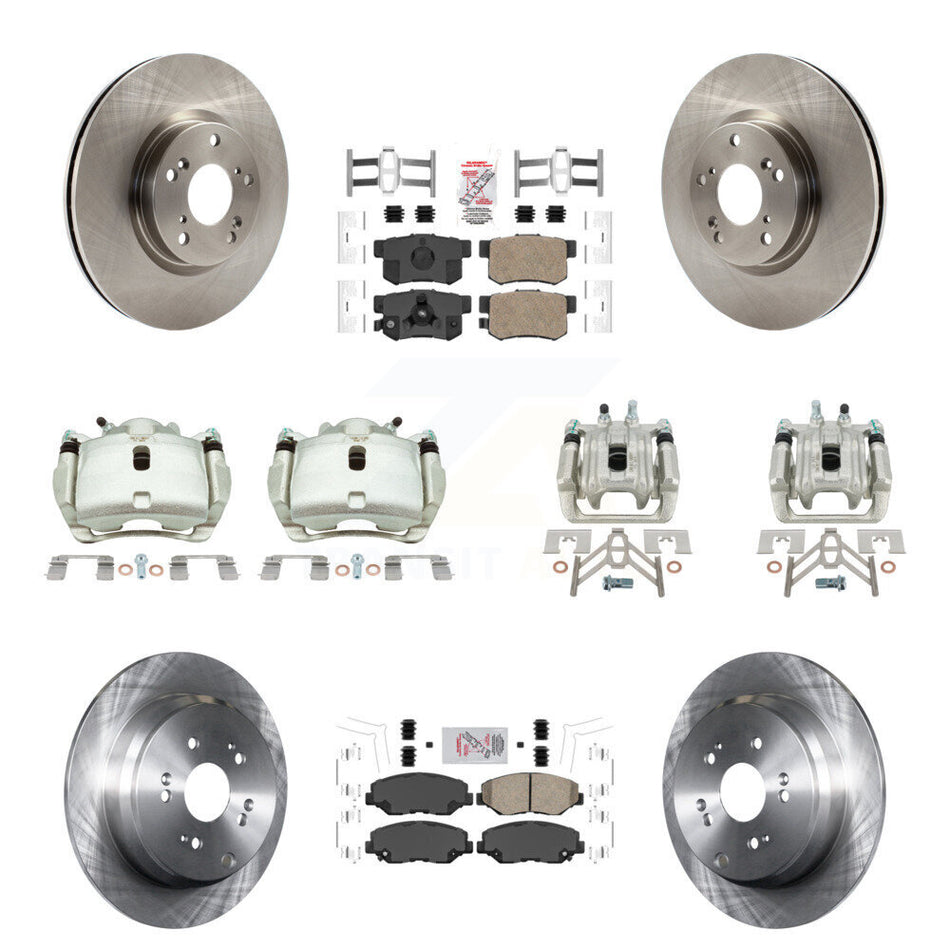 Front Rear Disc Brake Caliper Rotors And Ceramic Pad Kit (10Pc) For 2005-2006 Honda CR-V KC8-102838N