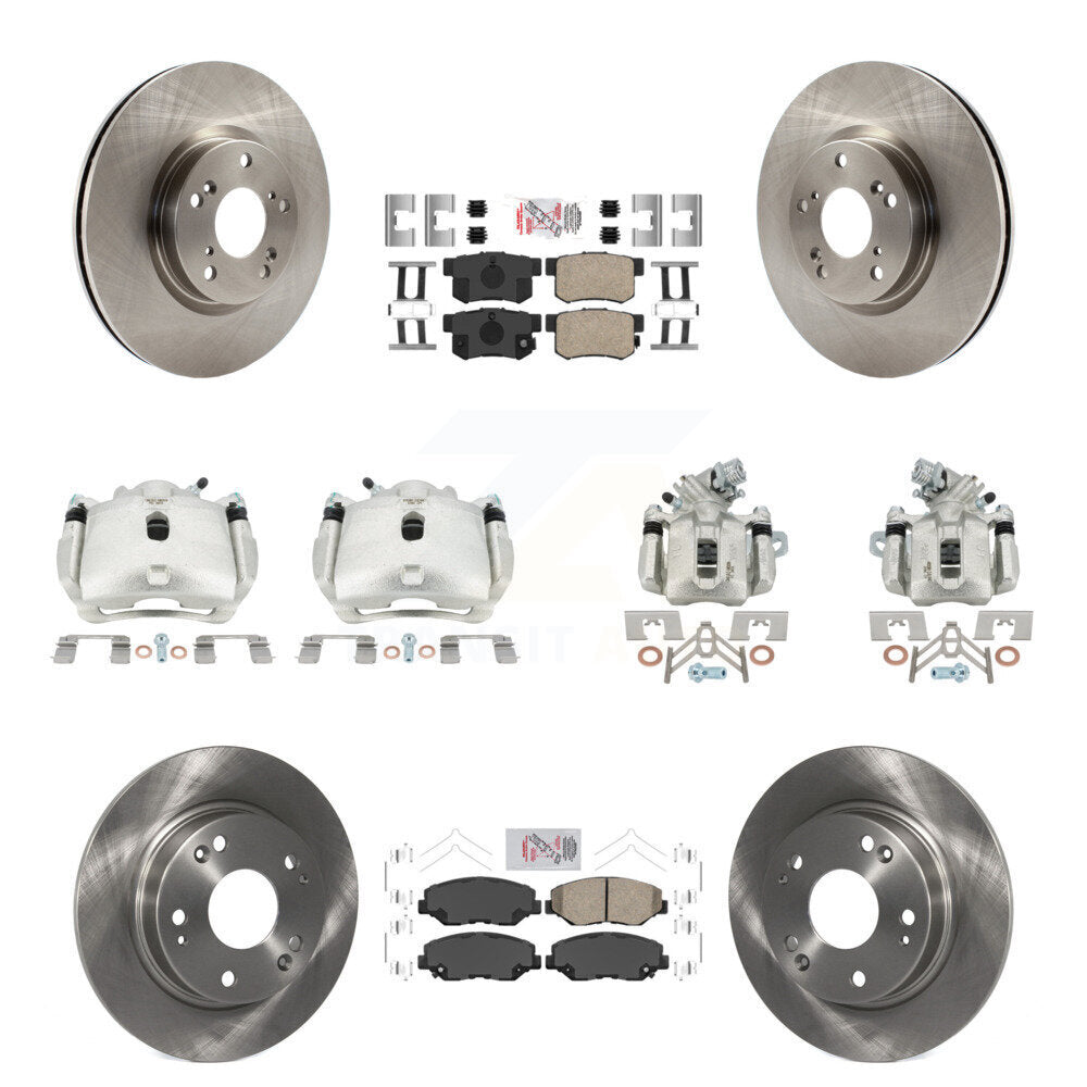 Front Rear Disc Brake Caliper Rotor And Ceramic Pad Kit (10Pc) For Honda Civic Acura ILX KC8-102839N