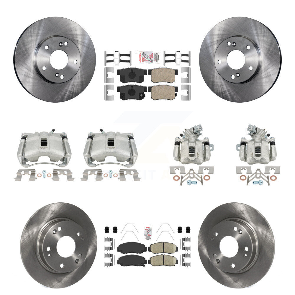 Front Rear Disc Brake Caliper Rotors And Ceramic Pads Kit (10Pc) For Acura CSX KC8-102846N