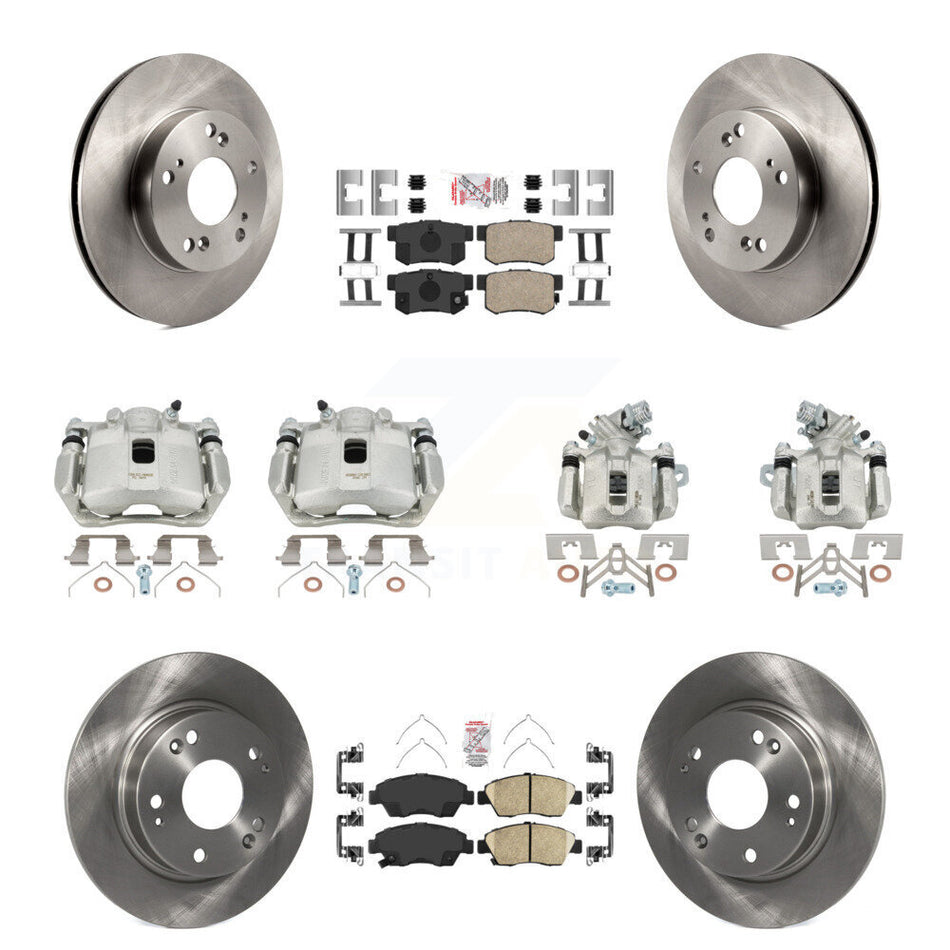 Front Rear Disc Brake Caliper Rotors Ceramic Pad Kit (10Pc) For 2013-2015 Acura ILX 1.5L KC8-102847N