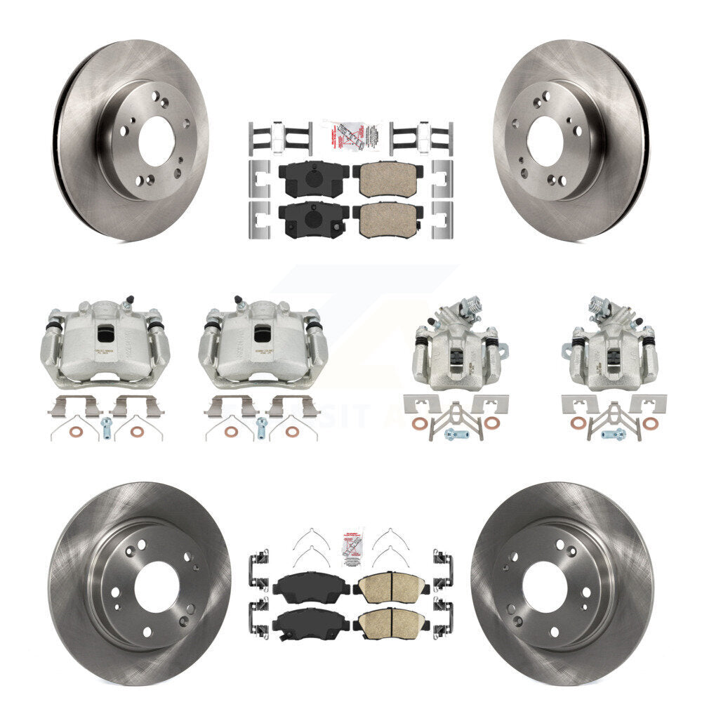 Front Rear Disc Brake Caliper Rotors Ceramic Pad Kit (10Pc) For 2013-2015 Acura ILX 1.5L KC8-102848N
