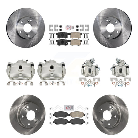 Front Rear Disc Brake Caliper Rotors And Ceramic Pads Kit (10Pc) For Honda Civic KC8-102853N
