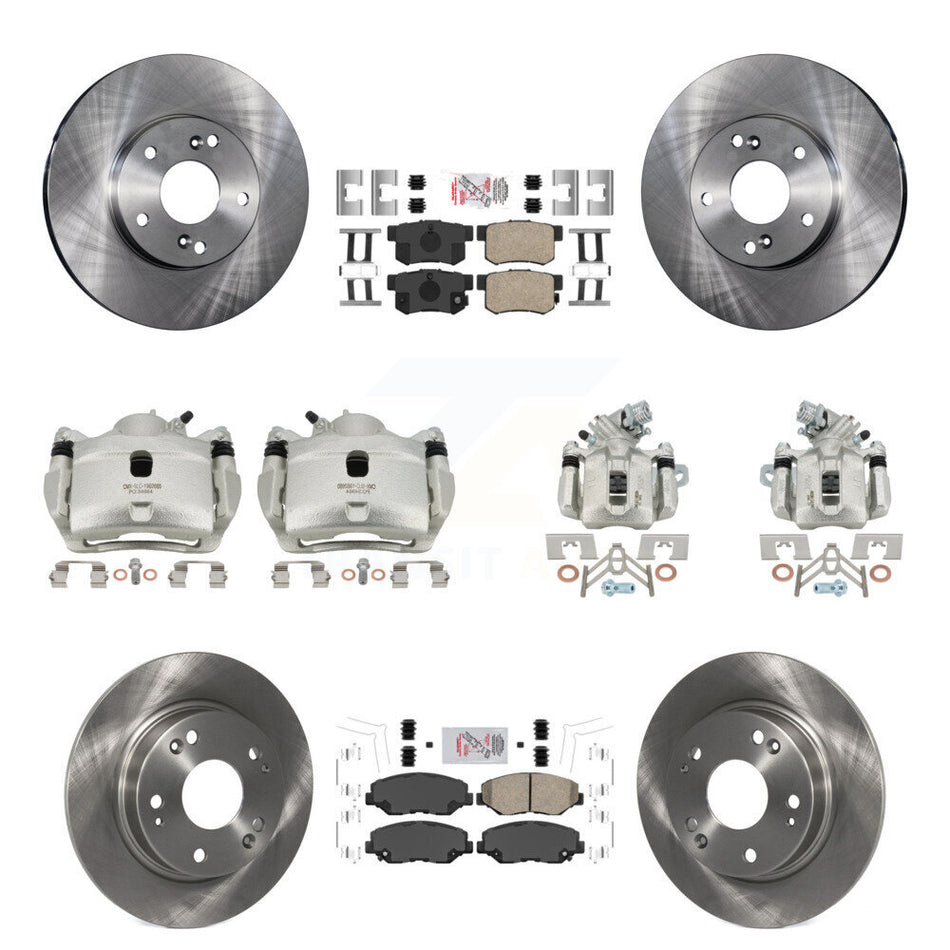 Front Rear Disc Brake Caliper Rotors And Ceramic Pads Kit (10Pc) For Honda Civic KC8-102854N