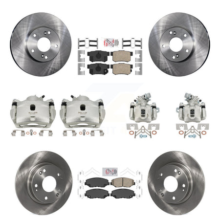 Front Rear Disc Brake Caliper Rotors And Ceramic Pads Kit (10Pc) For Honda Civic KC8-102855N