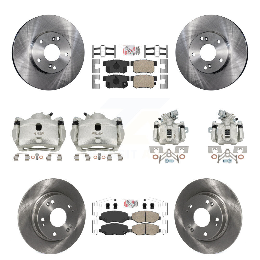 Front Rear Disc Brake Caliper Rotors Ceramic Pad Kit (10Pc) For 2014-2015 Acura ILX 2.0L KC8-102860N