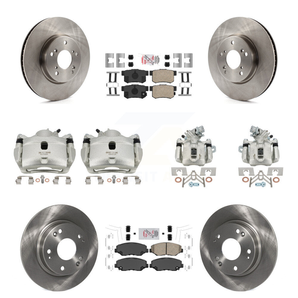 Front Rear Disc Brake Caliper Rotors And Ceramic Pads Kit (10Pc) For Honda Civic KC8-102862N