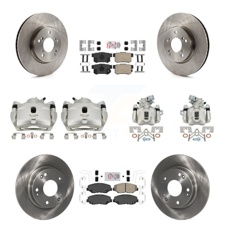 Front Rear Disc Brake Caliper Rotors And Ceramic Pads Kit (10Pc) For Honda Civic KC8-102862N