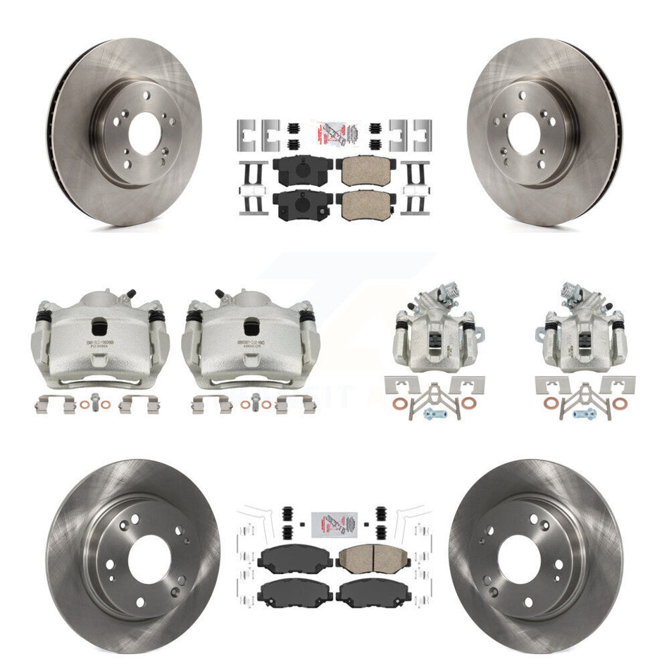 Front Rear Disc Brake Caliper Rotors And Ceramic Pads Kit (10Pc) For Honda Civic KC8-102862N