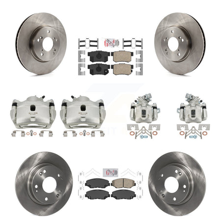 Front Rear Disc Brake Caliper Rotors And Ceramic Pads Kit (10Pc) For Honda Civic KC8-102863N