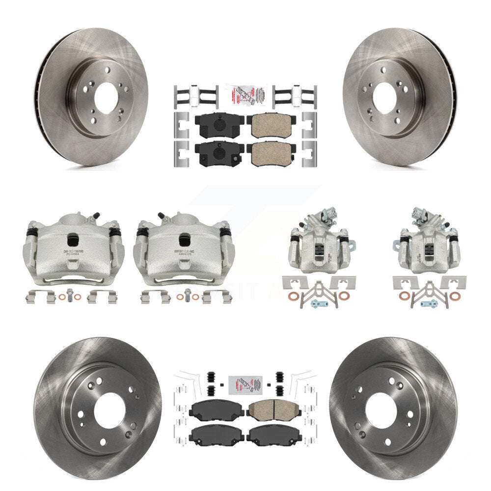 Front Rear Disc Brake Caliper Rotors And Ceramic Pads Kit (10Pc) For Honda Civic KC8-102864N