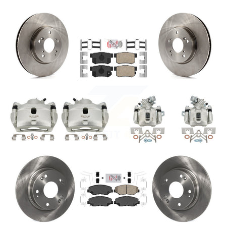 Front Rear Disc Brake Caliper Rotors And Ceramic Pads Kit (10Pc) For Honda Civic KC8-102864N