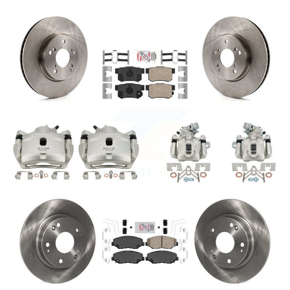 Front Rear Disc Brake Caliper Rotors And Ceramic Pads Kit (10Pc) For Honda Civic KC8-102864N
