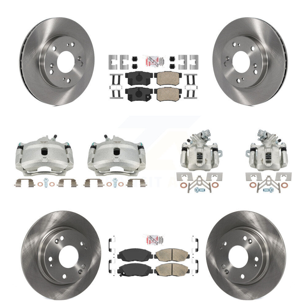 Front Rear Disc Brake Caliper Rotors And Ceramic Pads Kit (10Pc) For Honda Civic KC8-102865N