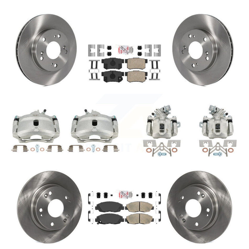 Front Rear Disc Brake Caliper Rotors And Ceramic Pads Kit (10Pc) For Honda Civic KC8-102866N