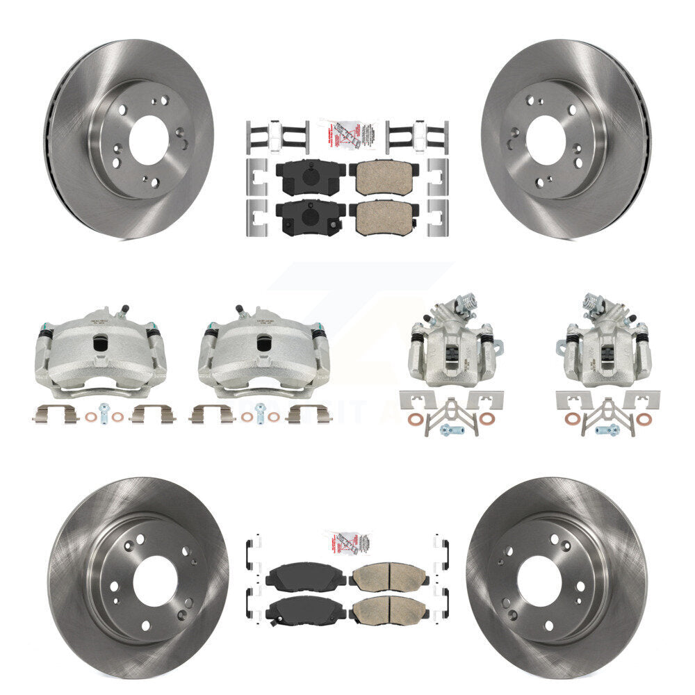 Front Rear Disc Brake Caliper Rotors And Ceramic Pads Kit (10Pc) For Honda Civic KC8-102867N