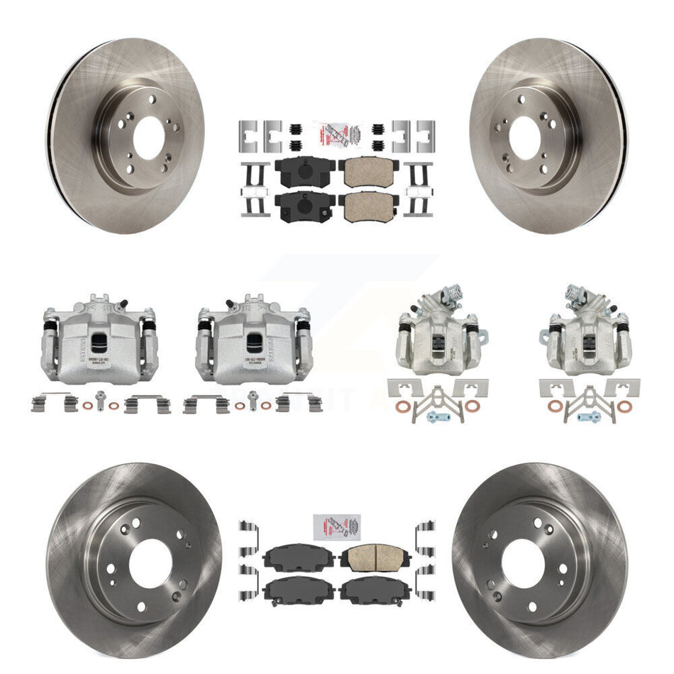Front Rear Brake Caliper Rotor Ceramic Pad Kit (10Pc) For 06-08 Honda Civic Si with 2.0L KC8-102869N