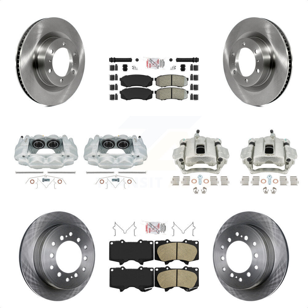 Front Rear Disc Brake Caliper Rotors And PADSMATERIAL Pads Kit (10Pc) For Toyota 4Runner Lexus GX460 KC8-102880N by Transit Auto