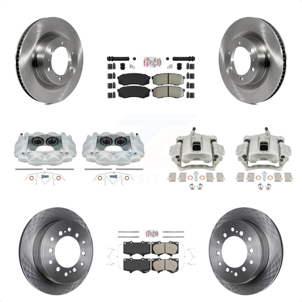 Front Rear Disc Brake Caliper Rotors And PADSMATERIAL Pads Kit (10Pc) For Toyota 4Runner Lexus GX460 KC8-102881N by Transit Auto