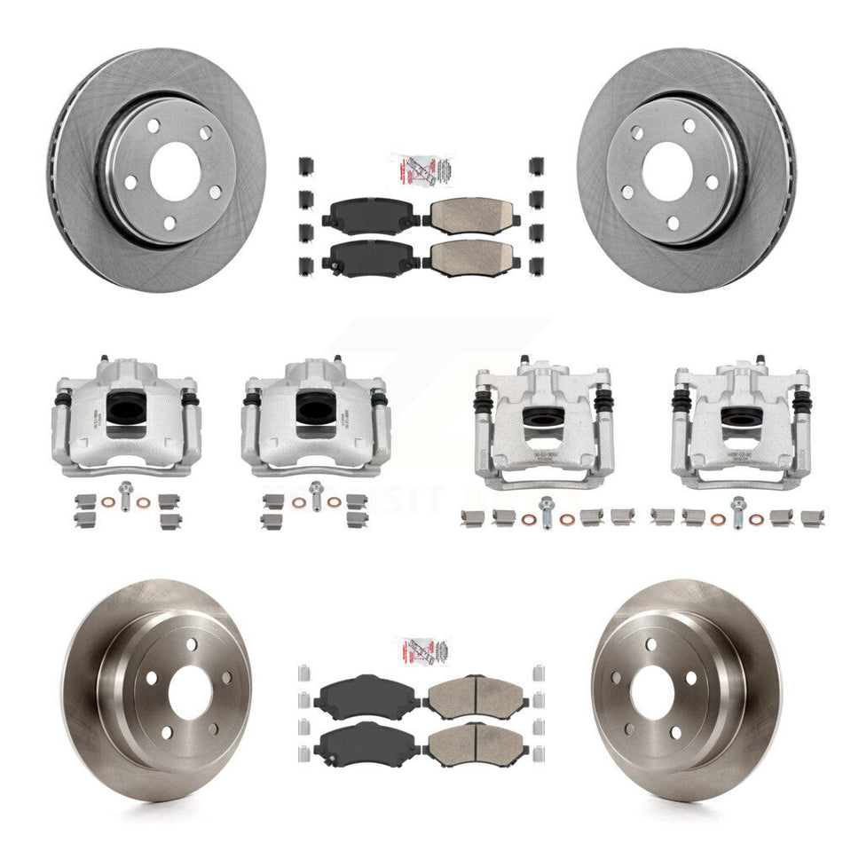 Front Rear Disc Brake Caliper Rotors And Ceramic Pads Kit (10Pc) For Jeep Wrangler KC8-102893N