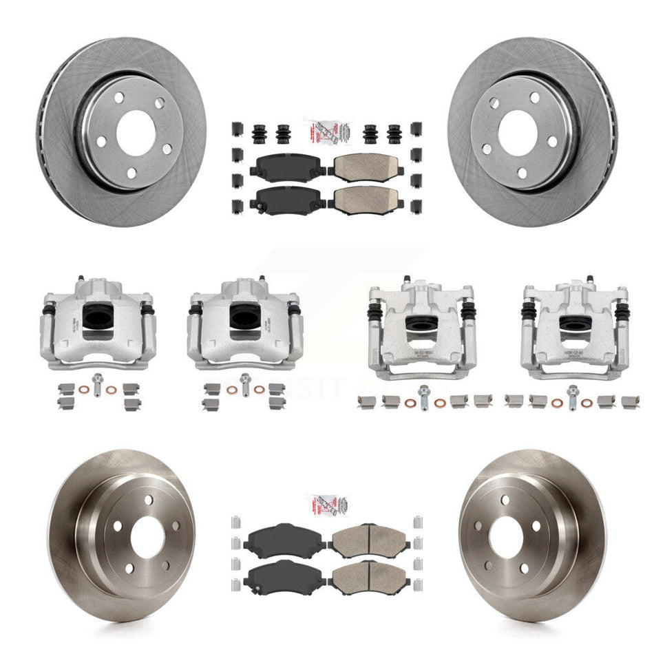 Front Rear Disc Brake Caliper Rotors And Ceramic Pads Kit (10Pc) For Jeep Wrangler KC8-102895N