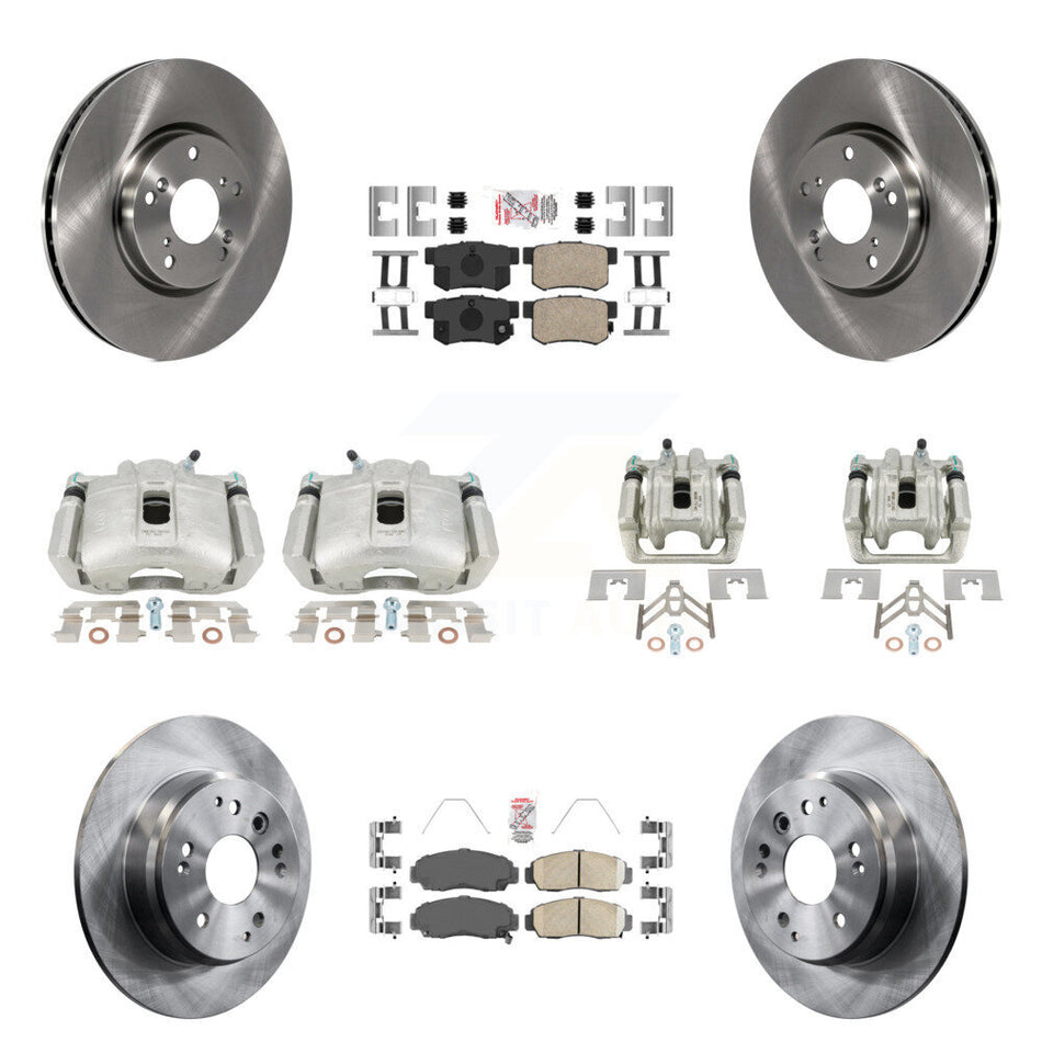 Front Rear Disc Brake Caliper Rotors And Ceramic Pads Kit (10Pc) For 2004-2005 Acura TL Automatic transmission KC8-102901N