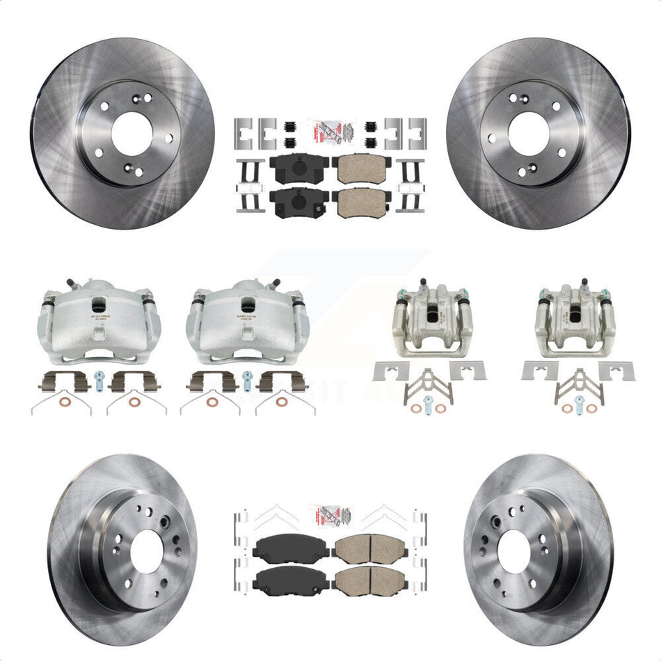 Front Rear Disc Brake Caliper Rotors And Ceramic Pads Kit (10Pc) For 2003-2011 Honda Element KC8-102904N by Transit Auto