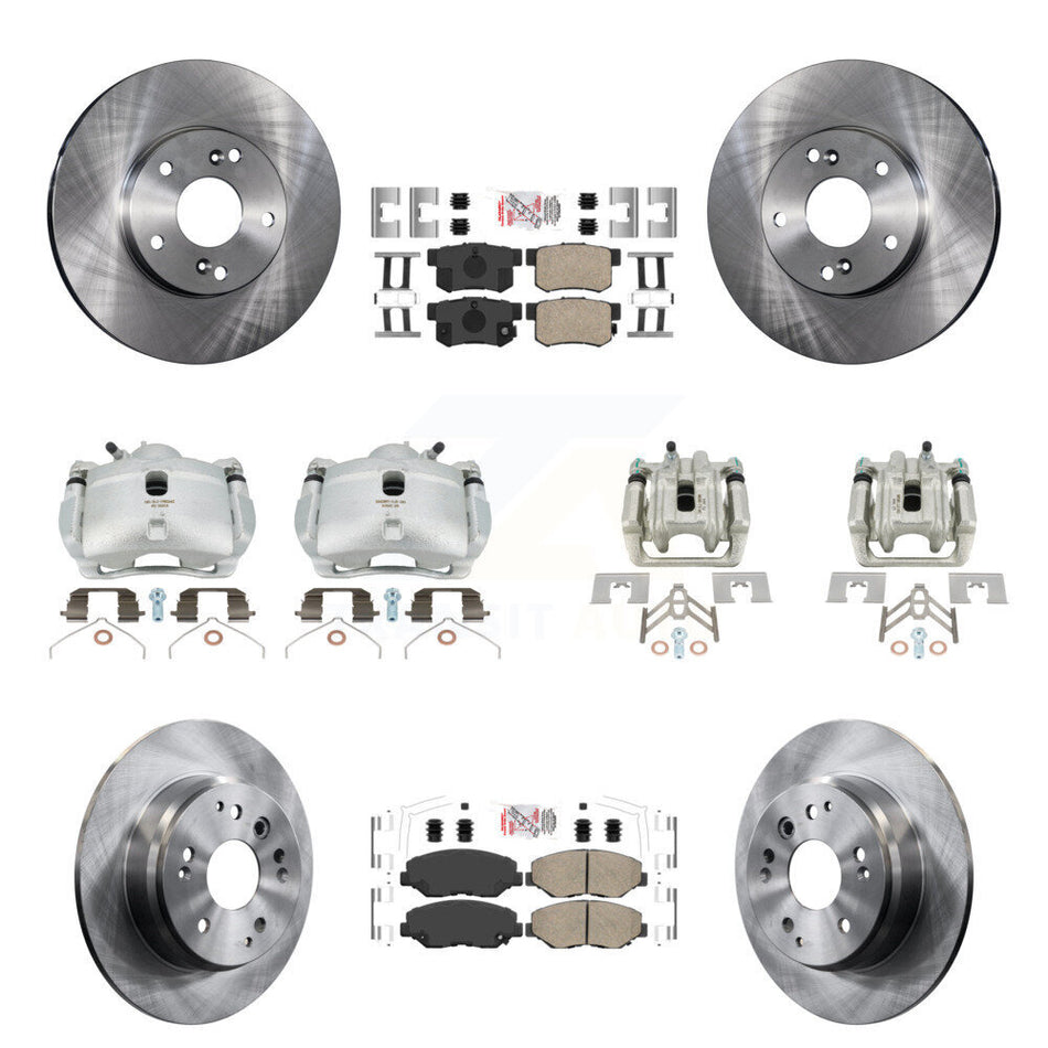 Front Rear Disc Brake Caliper Rotors And Ceramic Pads Kit (10Pc) For 2003-2011 Honda Element KC8-102905N