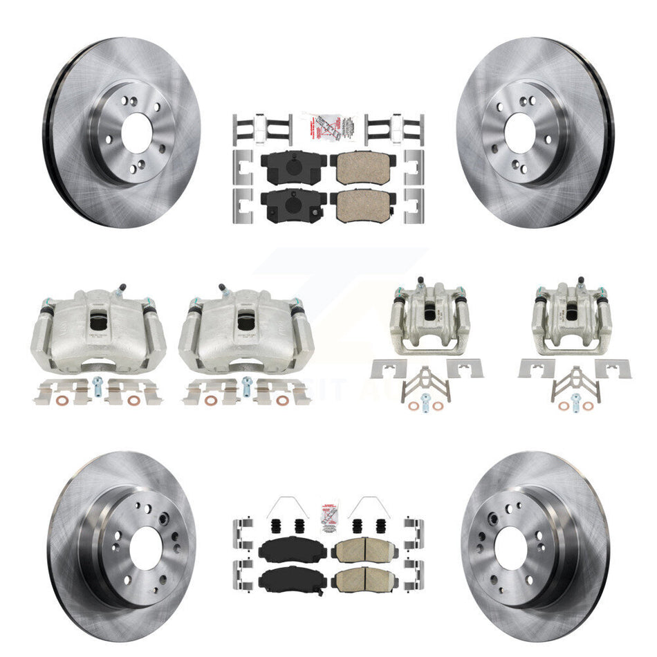 Front Rear Disc Brake Caliper Rotors And Ceramic Pads Kit (10Pc) For Acura TL KC8-102910N
