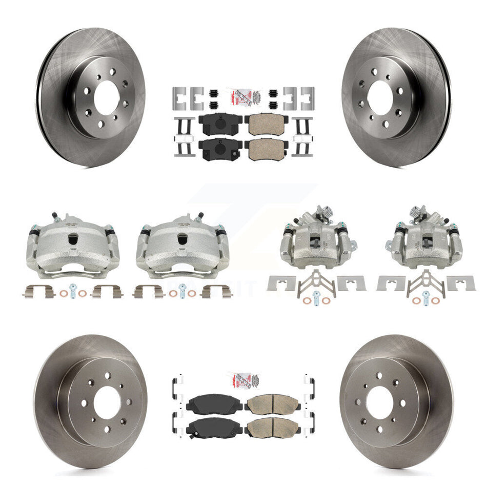 Front Rear Disc Brake Caliper Rotors And Ceramic Pads Kit (10Pc) For Honda Civic KC8-102912N