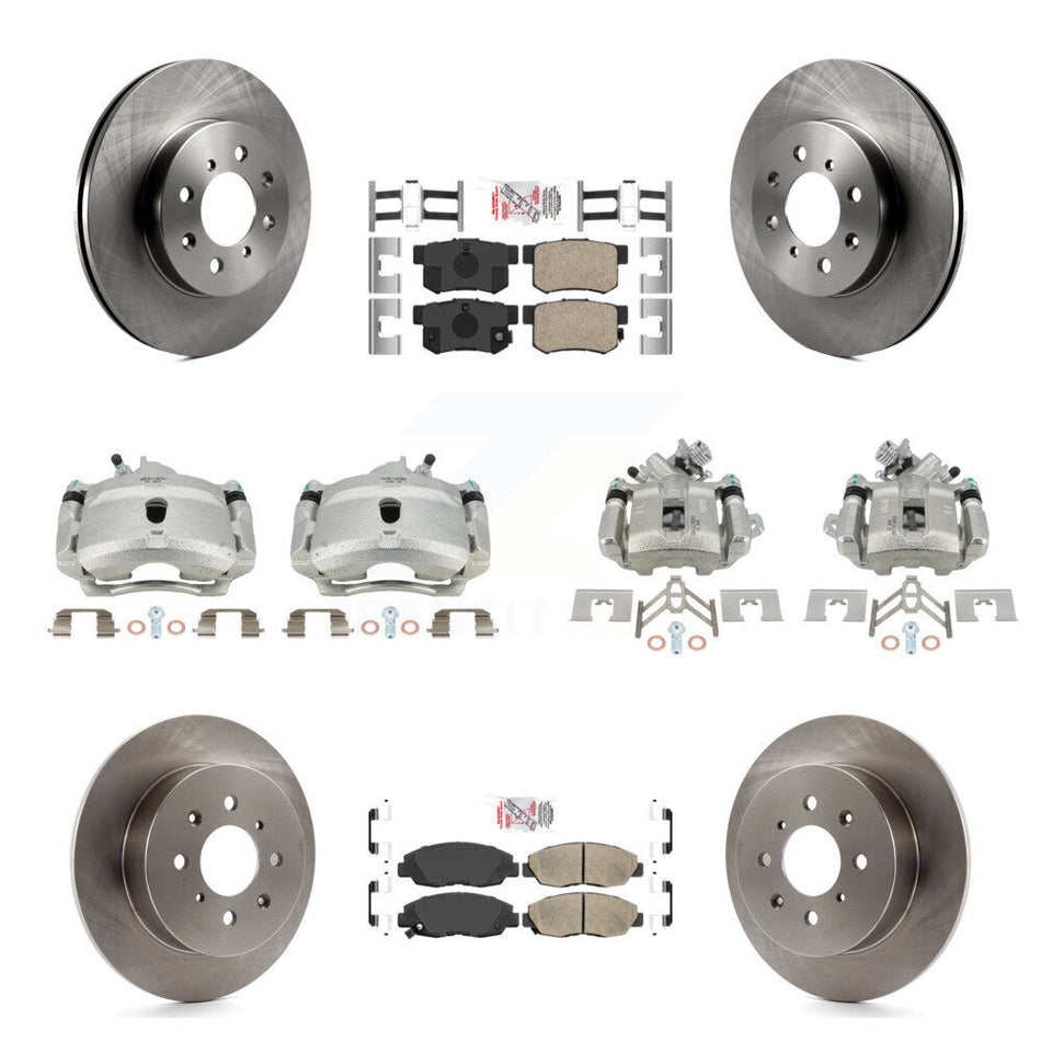 Front Rear Disc Brake Caliper Rotors And Ceramic Pads Kit (10Pc) For Honda Civic KC8-102914N