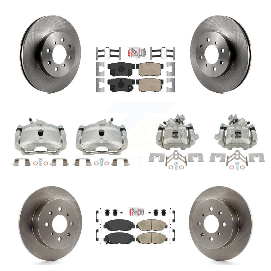 Front Rear Disc Brake Caliper Rotors And Ceramic Pads Kit (10Pc) For Honda Civic KC8-102915N