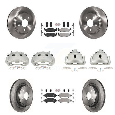 Front Rear Disc Brake Caliper Rotors And Semi-Metallic Pad Kit (10Pc) For Dodge Ram 1500 KC8-102920N