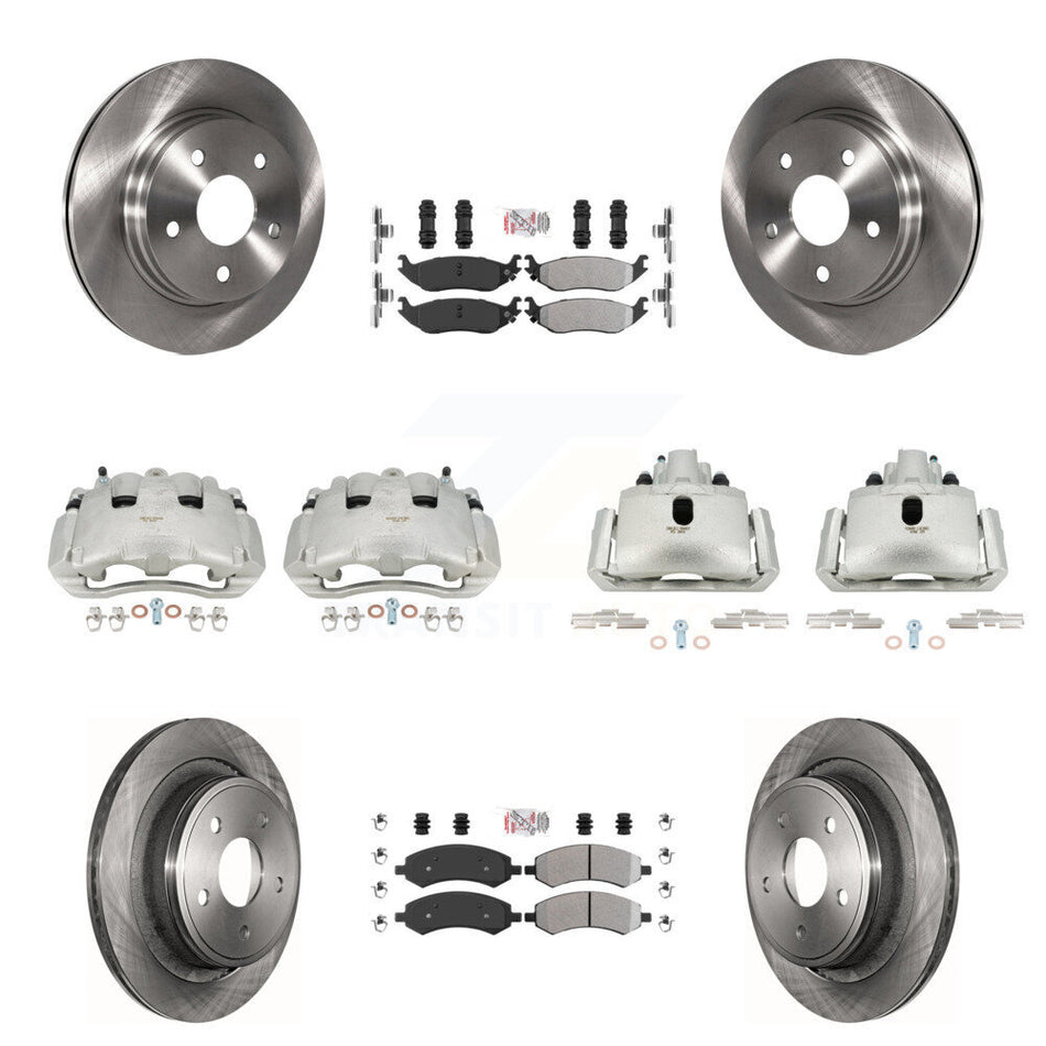 Front Rear Disc Brake Caliper Rotors And Semi-Metallic Pad Kit (10Pc) For Dodge Ram 1500 KC8-102920N