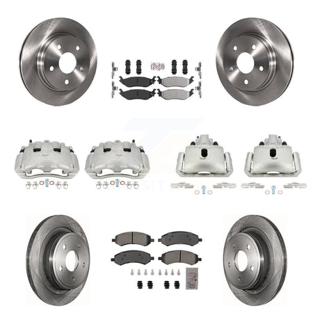 Front Rear Disc Brake Caliper Rotors And Semi-Metallic Pad Kit (10Pc) For Dodge Ram 1500 KC8-102921N