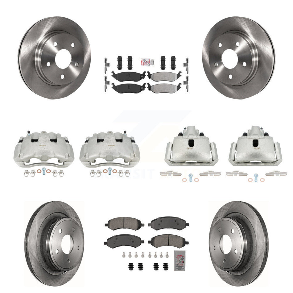 Front Rear Disc Brake Caliper Rotors And Semi-Metallic Pad Kit (10Pc) For Dodge Ram 1500 KC8-102921N