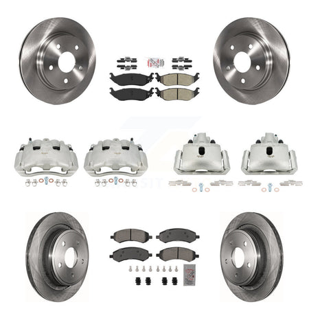 Front Rear Disc Brake Caliper Rotors And Semi-Metallic Pad Kit (10Pc) For Dodge Ram 1500 KC8-102924N