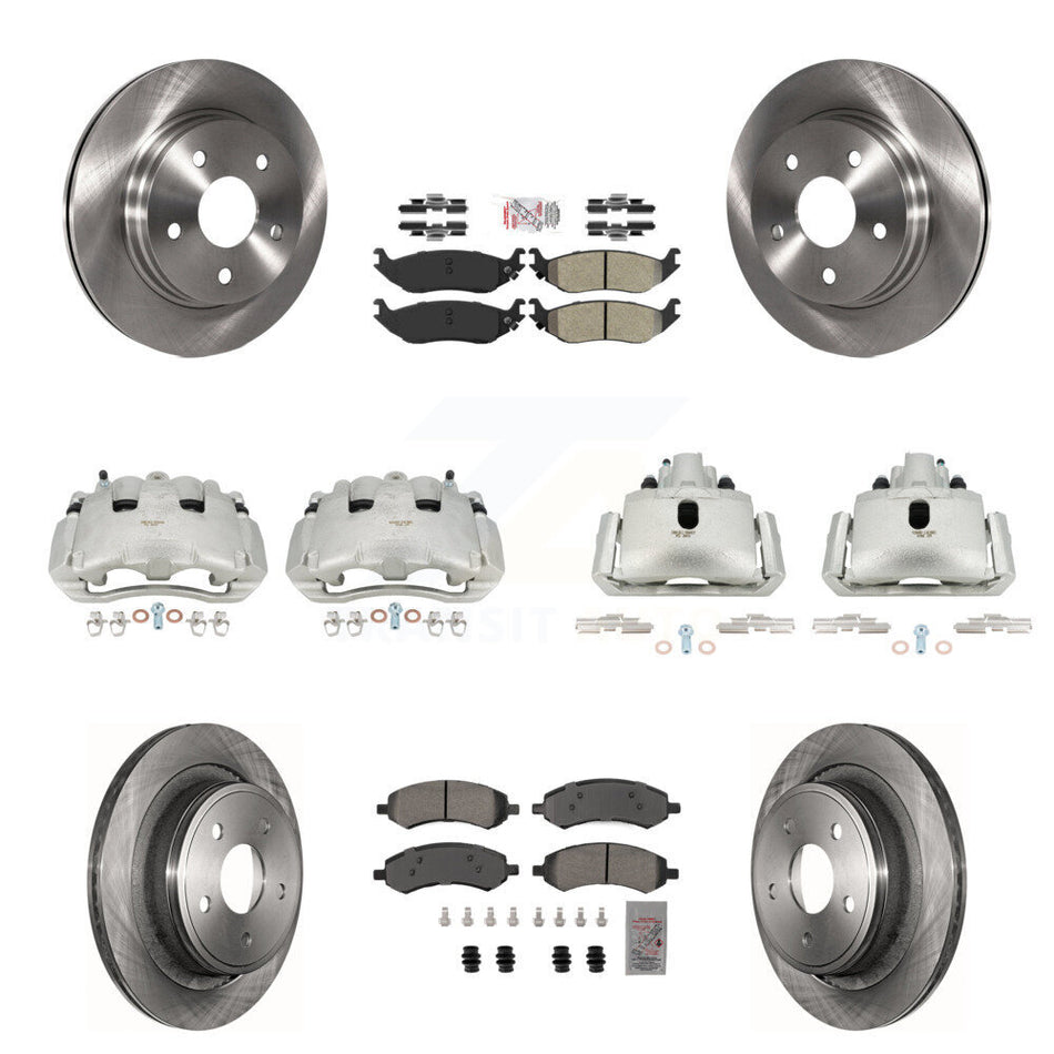 Front Rear Disc Brake Caliper Rotors And Semi-Metallic Pad Kit (10Pc) For Dodge Ram 1500 KC8-102924N