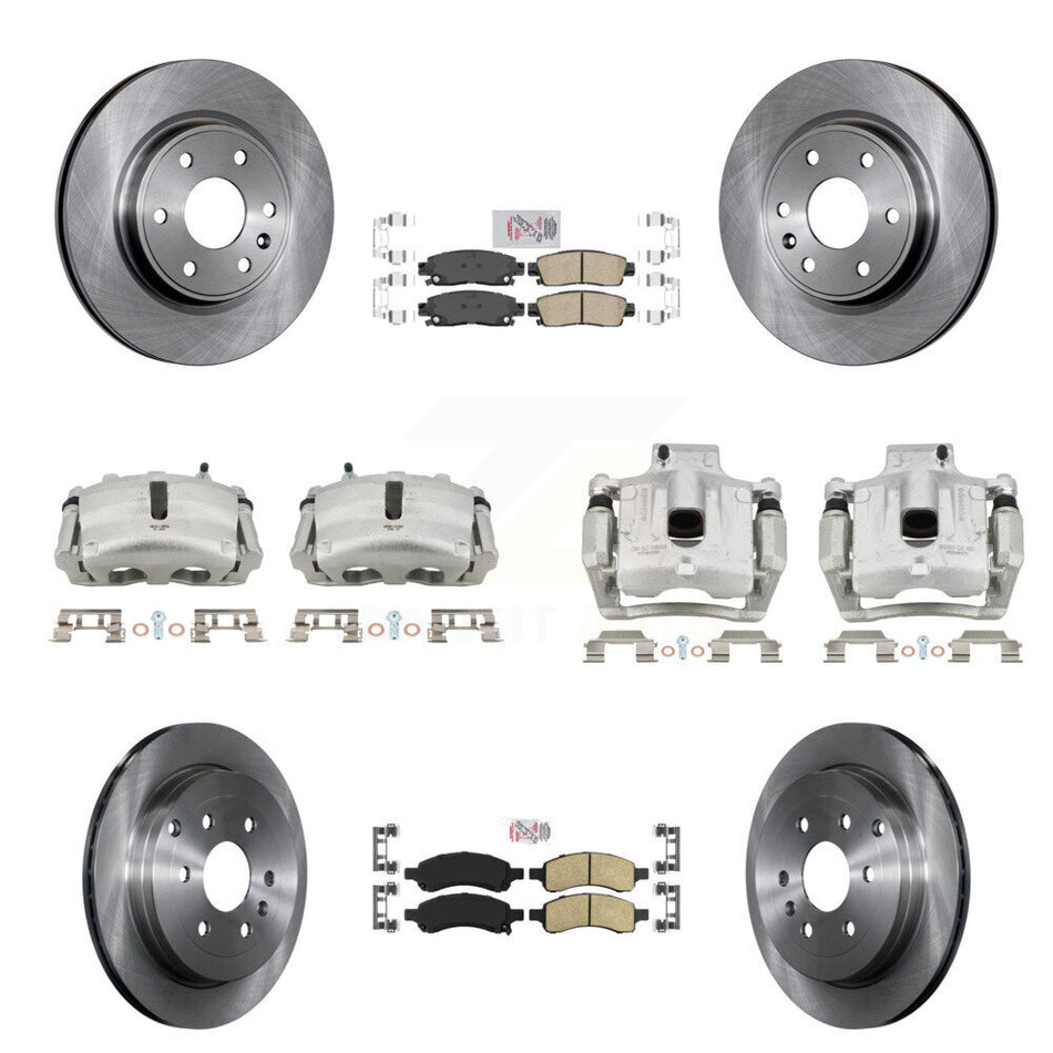 Front Rear Disc Brake Caliper Rotors Ceramic Pad Kit (10Pc) For GMC Acadia Buick Enclave KC8-102940N