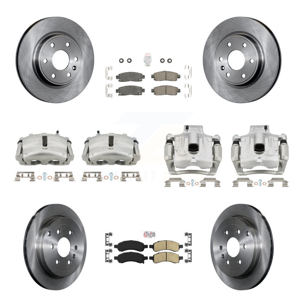 Front Rear Disc Brake Caliper Rotors Ceramic Pad Kit (10Pc) For GMC Acadia Buick Enclave KC8-102942N