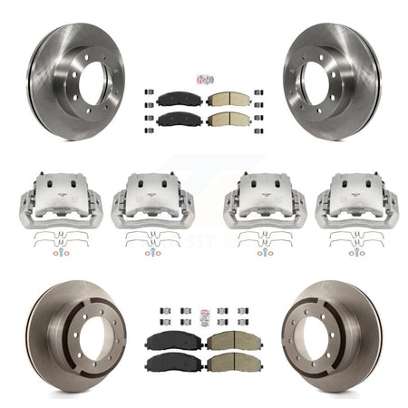 Front Rear Brake Caliper Rotors & Semi-Metallic Pad Kit (10Pc) For Ford F-450 Super Duty KC8-102946N