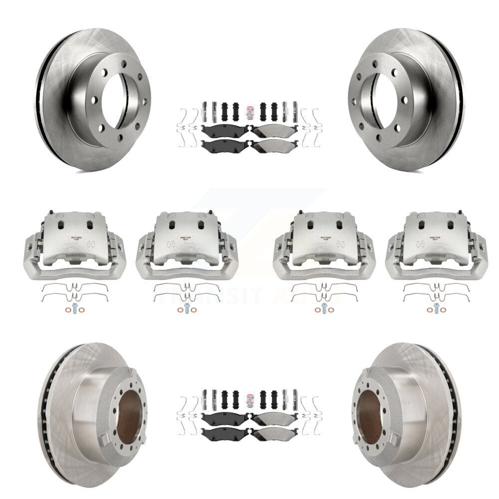 Front Rear Brake Caliper Rotors & Semi-Metallic Pad Kit (10Pc) For Ford F-450 Super Duty KC8-102964N