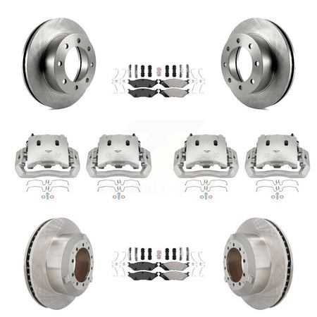 Front Rear Brake Caliper Rotors & Semi-Metallic Pad Kit (10Pc) For Ford F-450 Super Duty KC8-102964N