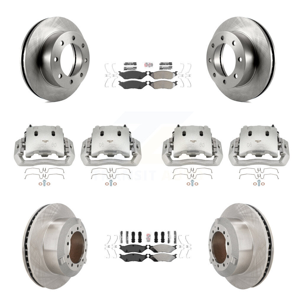 Front Rear Brake Caliper Rotors & Semi-Metallic Pad Kit (10Pc) For Ford F-450 Super Duty KC8-102966N