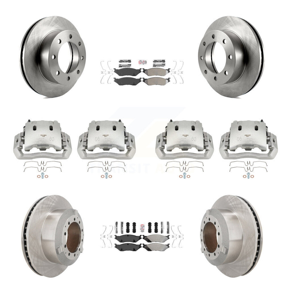Front Rear Brake Caliper Rotors & Semi-Metallic Pad Kit (10Pc) For Ford F-450 Super Duty KC8-102966N