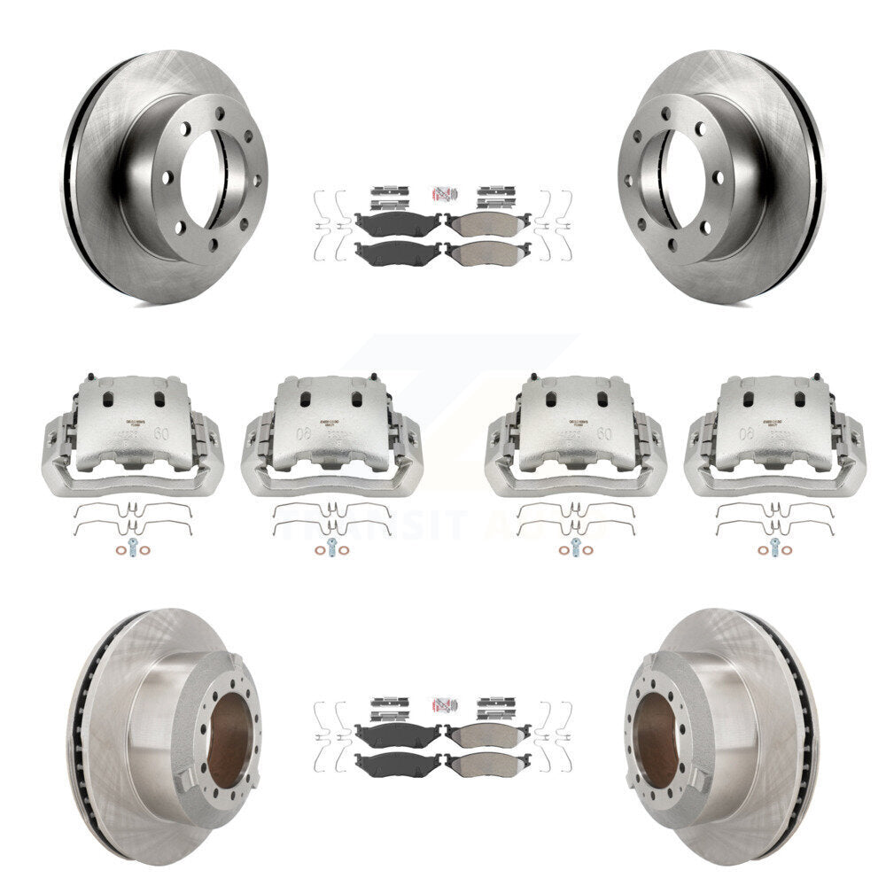 Front Rear Brake Caliper Rotors & Semi-Metallic Pad Kit (10Pc) For Ford F-450 Super Duty KC8-102967N