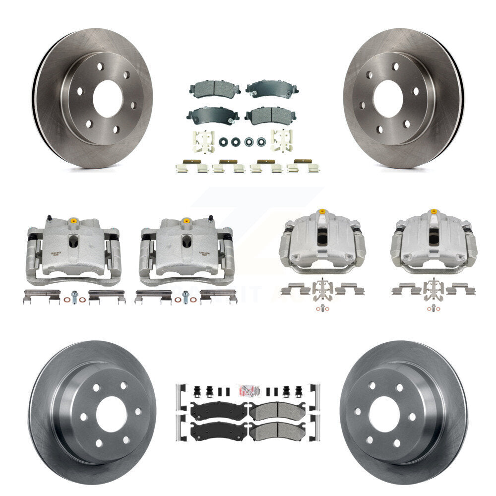 Front Rear Brake Caliper Rotors Semi-Metallic Pad Kit (10Pc) For Chevrolet GMC Silverado KC8-102987N
