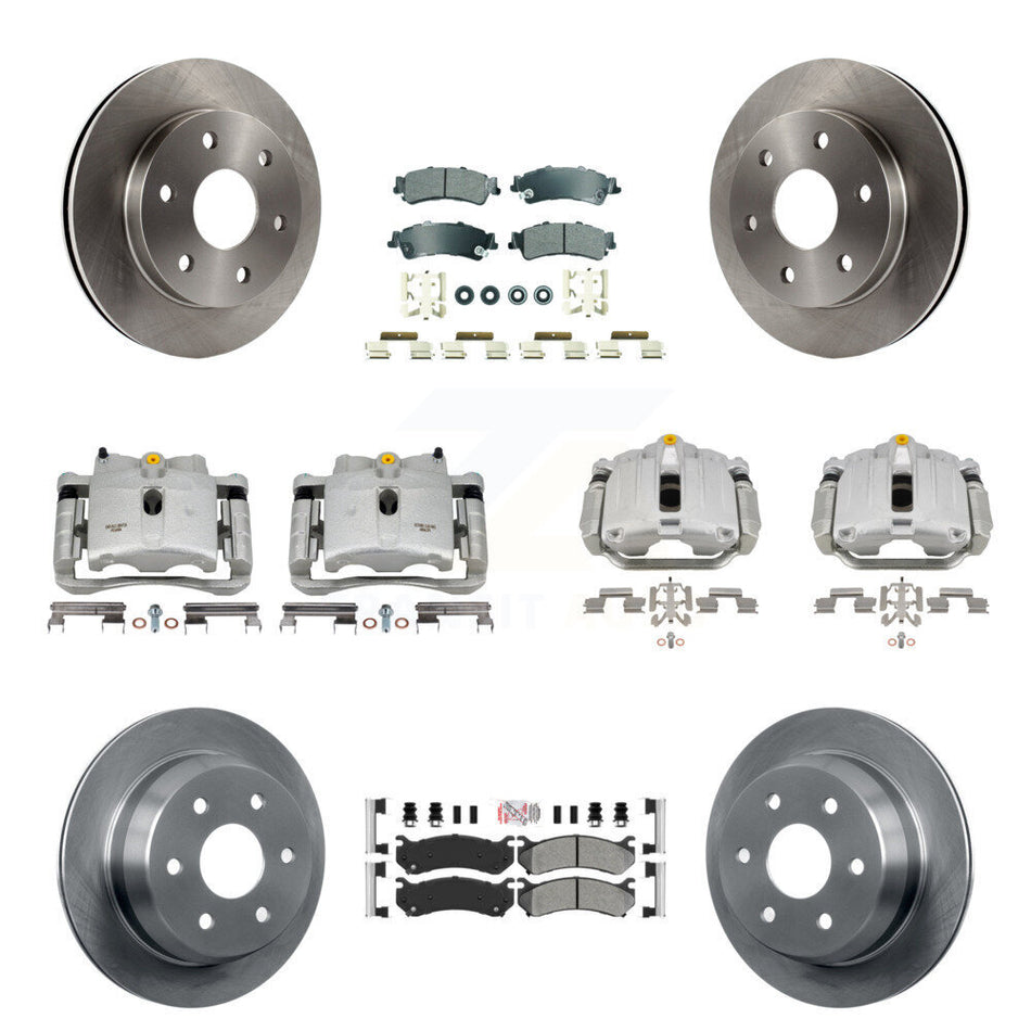 Front Rear Brake Caliper Rotors Semi-Metallic Pad Kit (10Pc) For Chevrolet GMC Silverado KC8-102987N