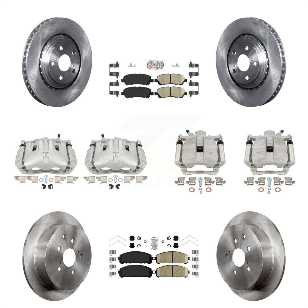 Front Rear Disc Brake Caliper Rotors And Ceramic Pads Kit (10Pc) For 2014 Toyota Highlander Hybrid Limited with FULL HYBRID EV-GAS (FHEV) engine KC8-103022N by Transit Auto